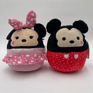 Squishmallows Disney 8" Mickey Mouse Minnie Mouse Set of 2 Valentines Day New